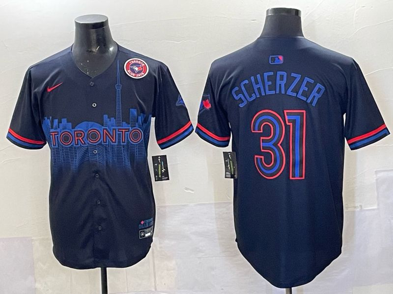 Men 2025 Toronto Blue Jays #31 Scherzer Black Joint Name Nike MLB Jersey 09
